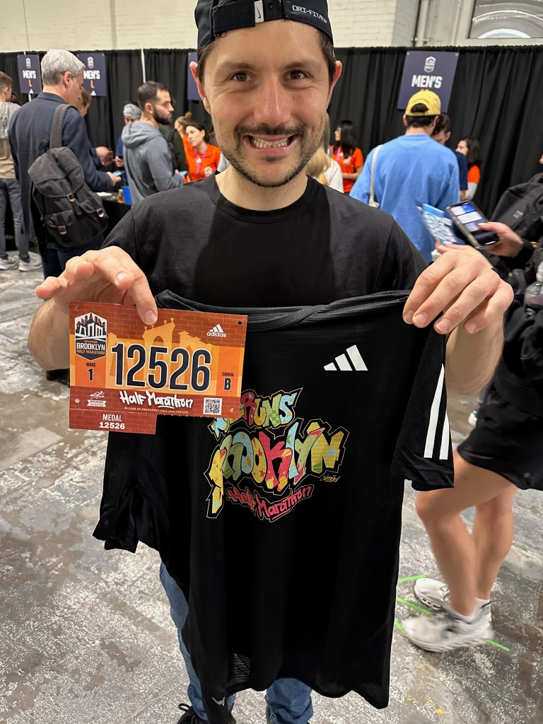 picking up my bib for the brooklyn half marathon 