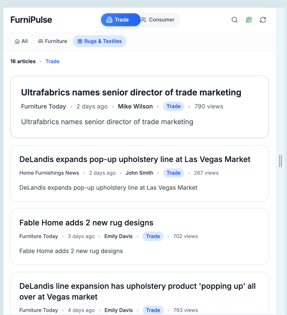 screenshot of the homepage of furnipulse.com